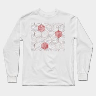 Rosa marble hexagons Long Sleeve T-Shirt